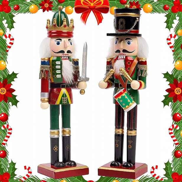 Vánoční Figurky Dědeček Na Ořechy Voják 2 Ks 30 CM