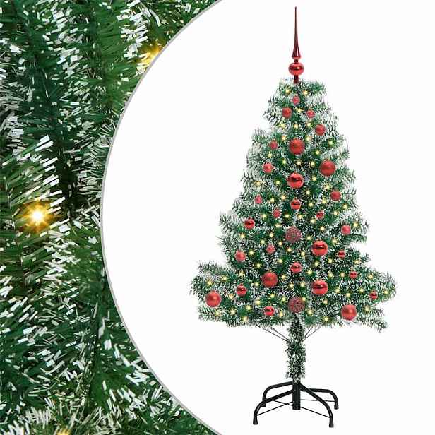 vidaXL Umělý vánoční stromeček se sněhem a LED osvětlením 120 cm