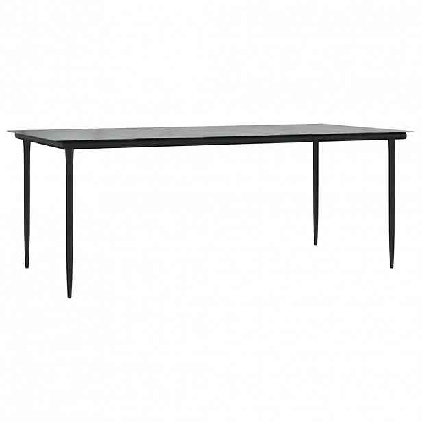 vidaXL Zahradní jídelní stůl černý 200x100x74 cm ocel a tvrzené sklo