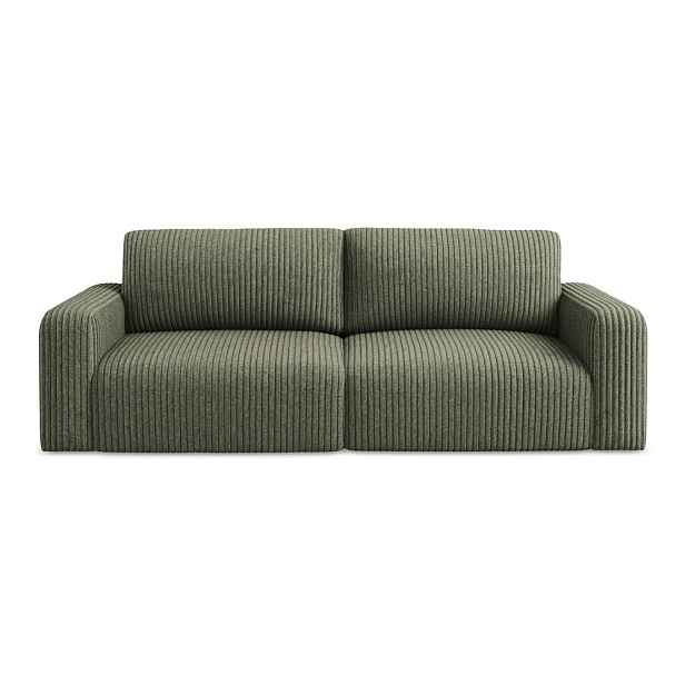 Zelená manšestrová rozkládací/s úložným prostorem pohovka 252 cm Kona – Makamii