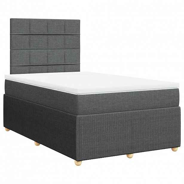 vidaXL Box spring postel s matrací tmavě šedá 120x200 cm textil