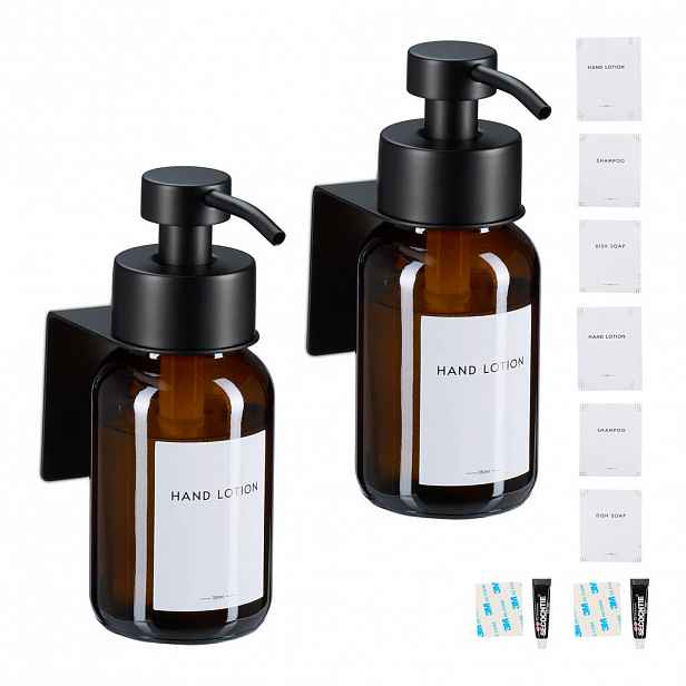 Relaxdays DÁVKOVAČ MÝDLA Černá hnědá 2ks-set 250 ml