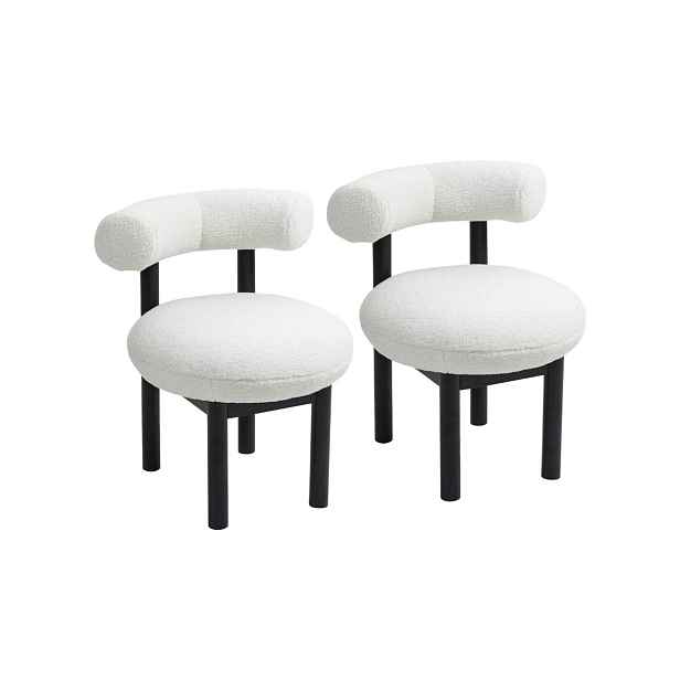 Sada 2 x Moderní jídelní židle do obývacího pokoje boucle Pacis ecru Homla