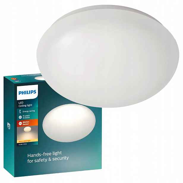 Stropní Svítidlo Led Stropní Svítidlo Shan 12W 2700K 26 cm s pohybovým senzorem Philips