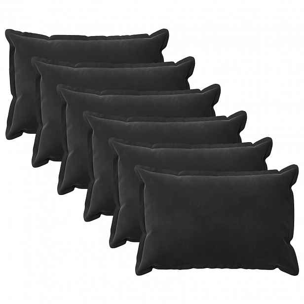 vidaXL Povlak na polštář 6 pcs HOUTEN Černá 50 x 70 cm Samet