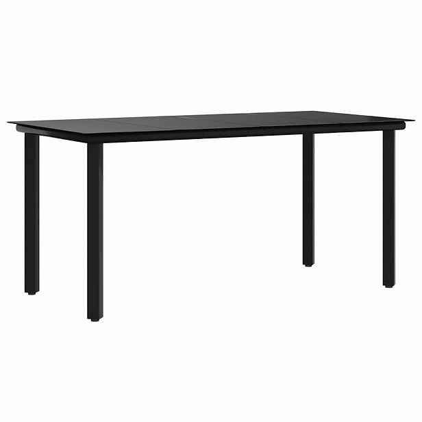 vidaXL Zahradní jídelní stůl černý 160x80x74 cm ocel a tvrzené sklo