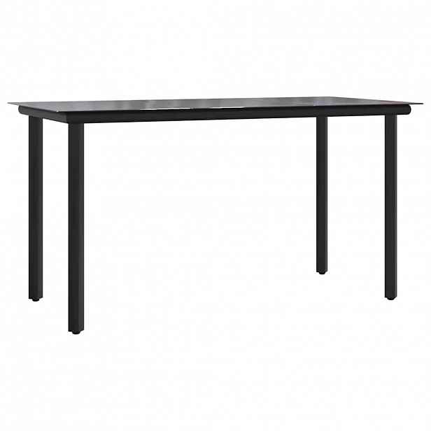 vidaXL Zahradní jídelní stůl černý 200x100x74 cm ocel a tvrzené sklo