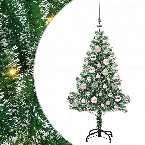 vidaXL Umělý vánoční stromeček se sněhem a LED osvětlením 120 cm