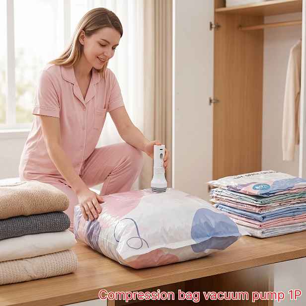 TEMU Přenosná vzduchová kompresora, bílá elektrická vakuová pumpa na skladovací sáčky, ovládání jedním tlačítkem, přenosná vakuová kompresní pumpa na