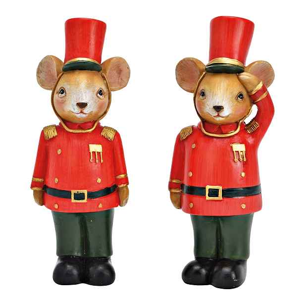 Vánoční Figurka Myš voják sada 2 kusů 17 cm vánoční ozdoby