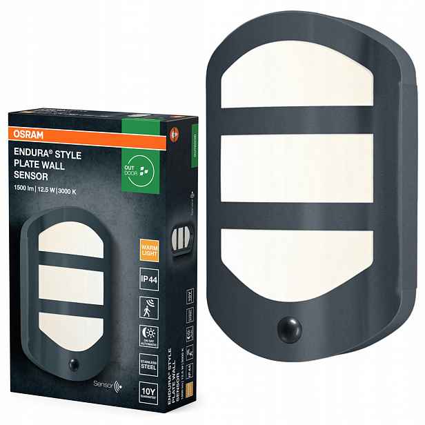 Zahradní nástěnné svítidlo Led Fasádní lampa Snímač pohybu 12.5W 630lm 3000K IP44