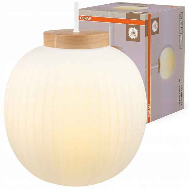 Závěsná stropní lampa E27 Bílá Dřevo Decor Osram