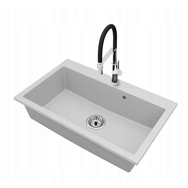 Kuchyňský granitový dřez Jednokomorový Elite 80 Baterie Sifon Chrom