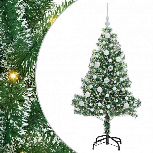 vidaXL Umělý vánoční stromeček se sněhem a LED osvětlením 120 cm