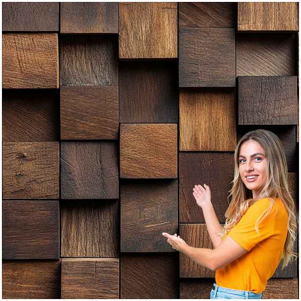 Fototapeta 3D Geometrické Pozadí Dřevěné čtverce 588x280 GTA06W