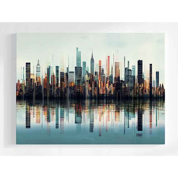 Plakát Grafika Město Panorama Čárový Kód Barcode 100x75