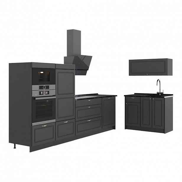 Vicco KUCHYNĚ Fame-Line, Anthrazit-Gold Landhaus/Antracit, 380 cm, PD Antracit