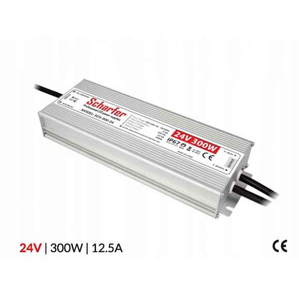 Vodotěsný napájecí zdroj Scharfer 300W IP67 24V premium