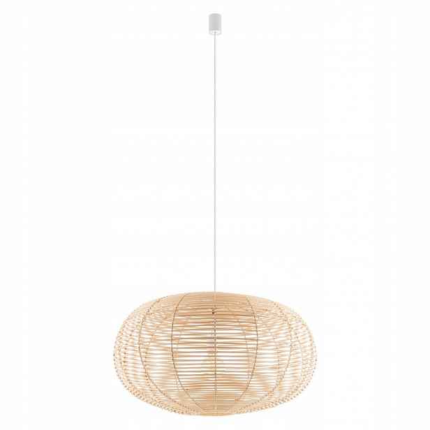 Závěsná lampa Rattan béžová s dekorativním akcentem nad stůl Nowodvorski