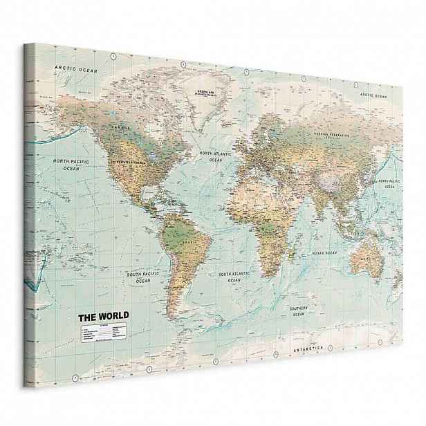 artgeist MALBA NA PLÁTNĚ, mapa světa, 120/80/1,2 cm