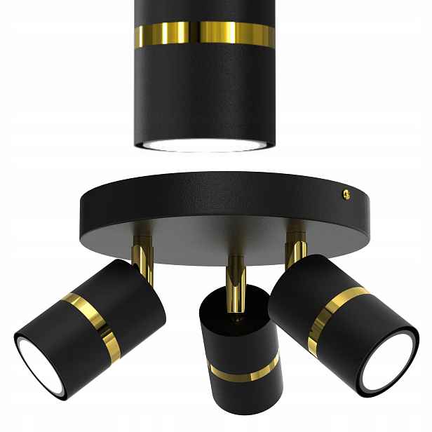 Stropní Svítidlo Reflektor Spot Černá Zlatá Nastavitelná Led GU10 Polská Lampa