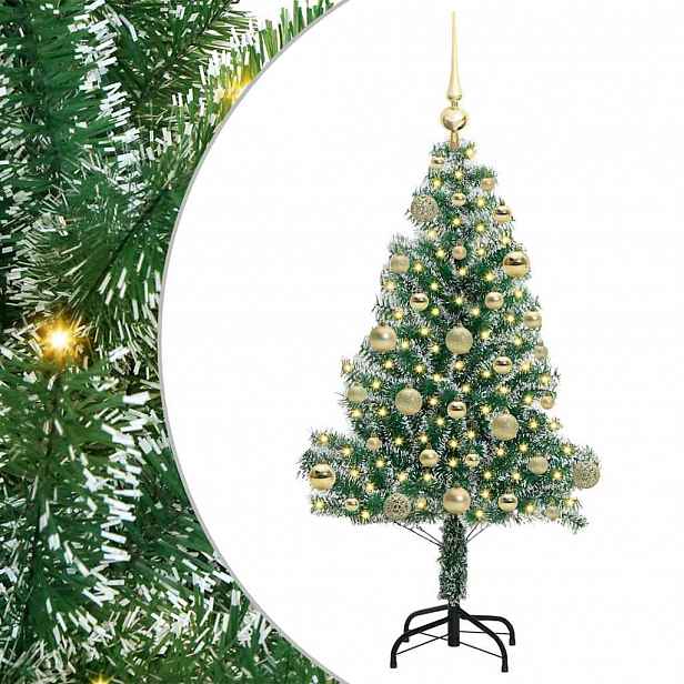 vidaXL Umělý vánoční stromeček se sněhem a LED osvětlením 120 cm