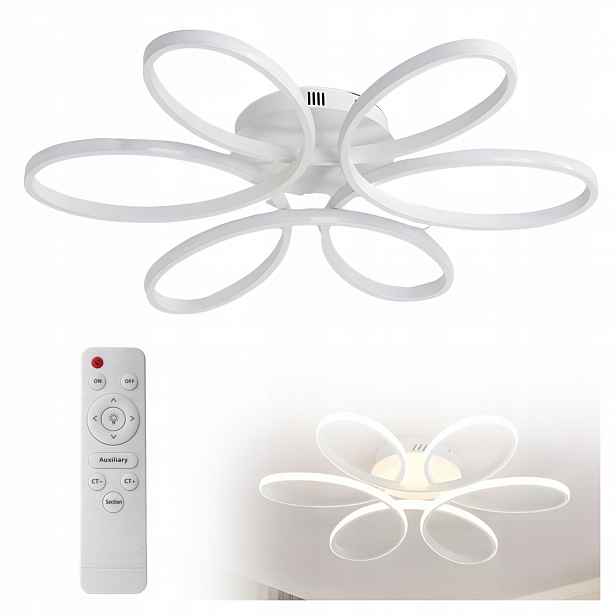 Dekorativní Lampa Stropní Svítidlo Květina Led 6 Obruče Osvětlení Bílá 60 cm 56 W