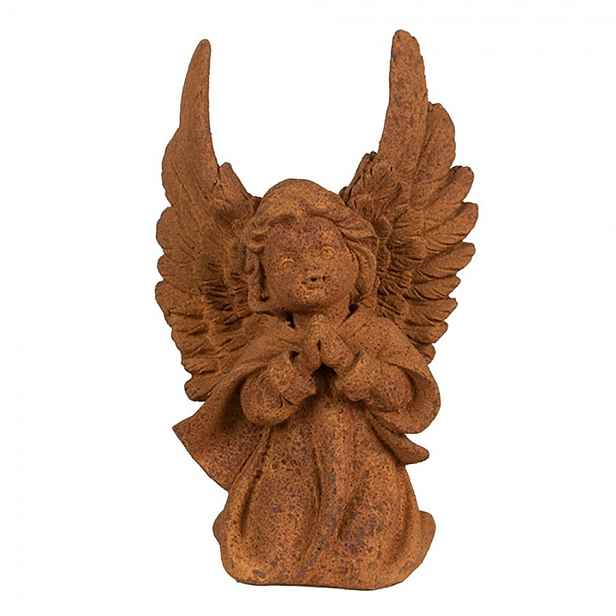 Dekorativní rezavá figurka anděl modlící - 13*8*19 cm Clayre & Eef