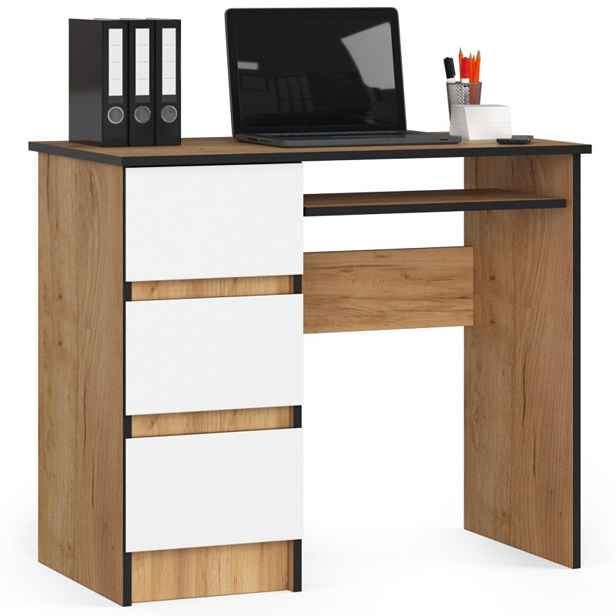 Psací stůl pod počítač A-6 Levý dub craft-bílý 90 cm Akd