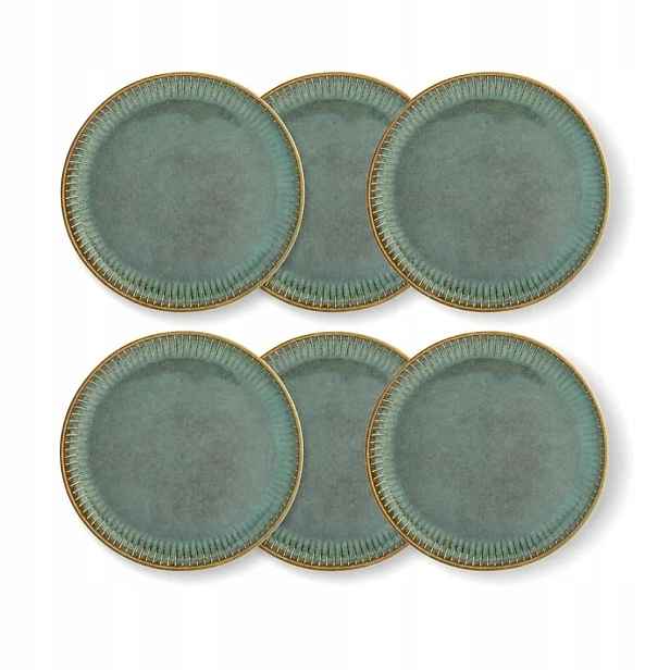 Sada dezertních talířů 6 ks Porcelánové 20,5 cm Zelené Reactive Sage