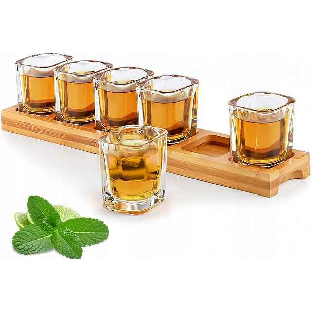 Sada panáků, 60 ml, držák na sklenice na vodku, 6 otvorů