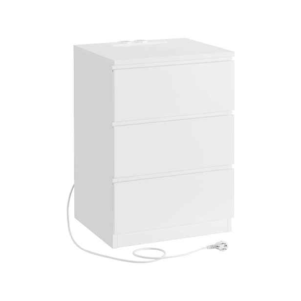 SONGMICS Noční stolek Vasagle Girgo se zásuvkou a USB porty bílý