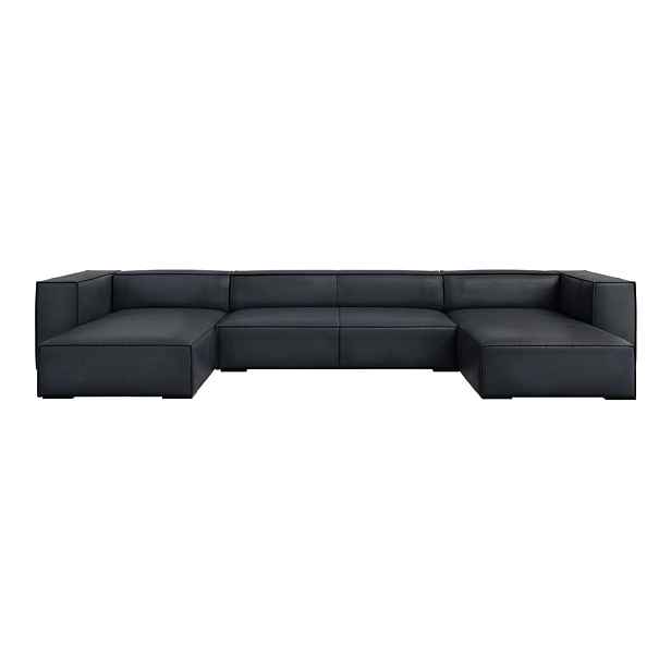 Tmavě modrá kožená rohová pohovka (do "U") Madame – Windsor & Co Sofas