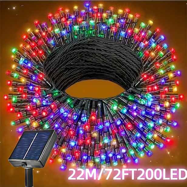 TEMU 1 balení venkovních solárních pohádkových světel, 30/100/200/300 LED světel, vhodné pro různé sváteční dekorace, dvůr, párty, terasu, dekoraci
