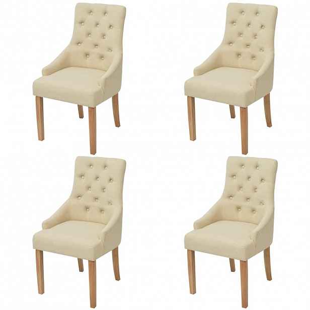 vidaXL Jídelní židle 4 ks krémové textil