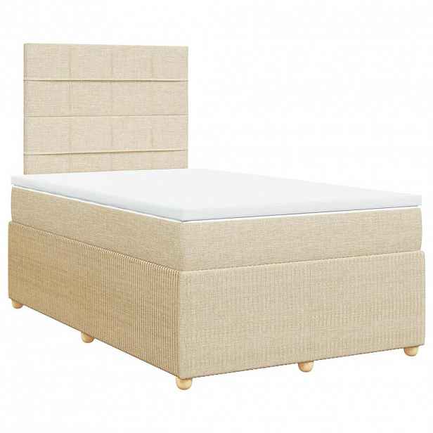 vidaXL Box spring postel s matrací krémová 120x200 cm textil