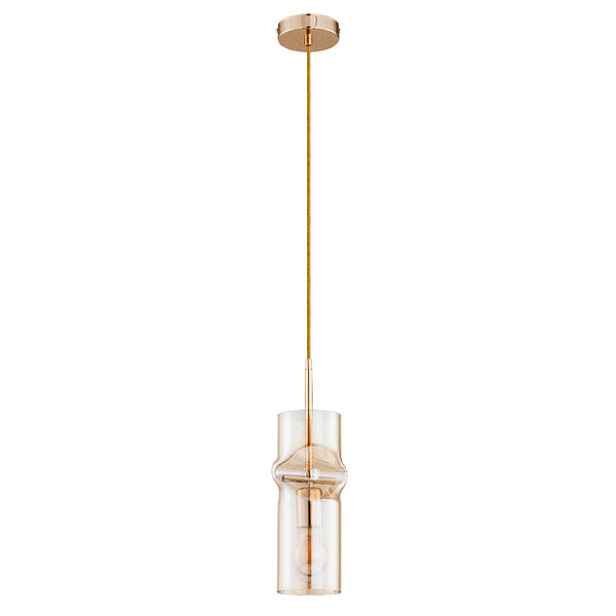 Závěsná bodová lampa, zlaté skleněné ozdobné stínítko do ložnice Alfa