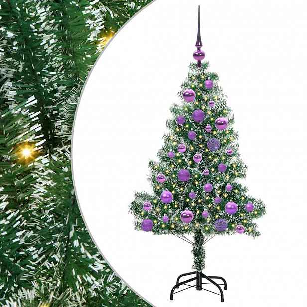 vidaXL Umělý vánoční stromeček se sněhem a LED osvětlením 120 cm