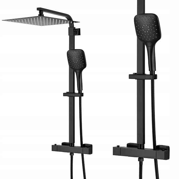Černá Sprchový Set Sloupová Do Kabiny S Dešťovou Sprchou 30 CM