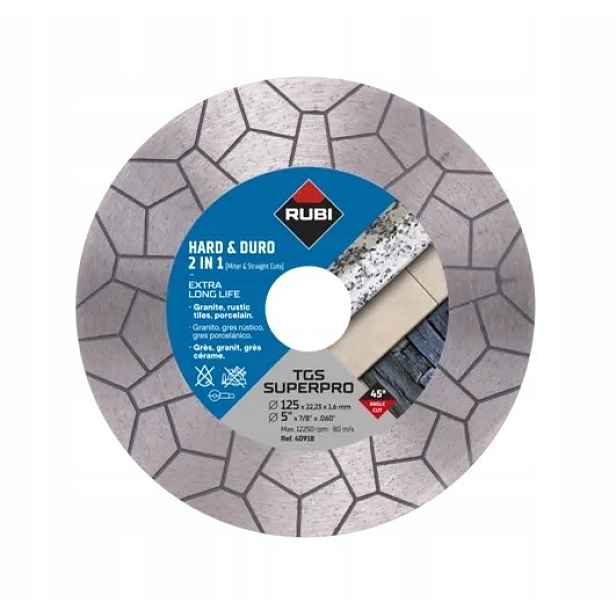 Diamantový kotouč pro řezání a úkosování, 125/22,2 mm, Rubi [40918]