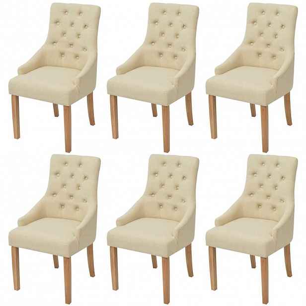 vidaXL Jídelní židle 6 ks krémové textil