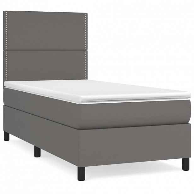 vidaXL Box spring postel s matrací šedá 100x200 cm umělá kůže