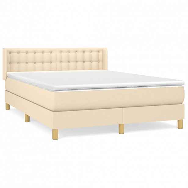 vidaXL Box spring postel s matrací krémová 140x190 cm textil