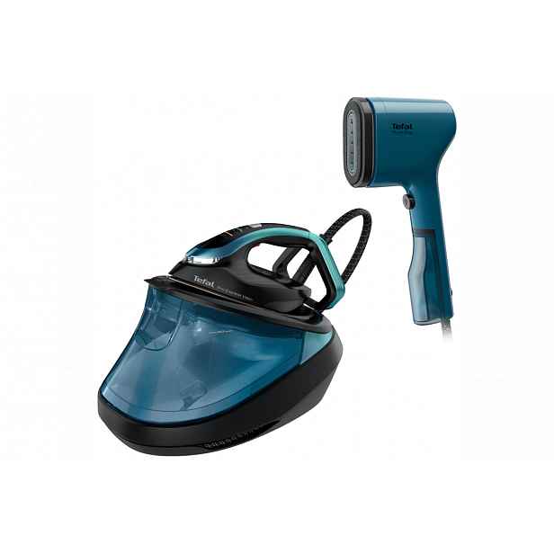 Akční set na žehlení Tefal Pro Express Vision parní generátor a Pure POP napařovač oděvů