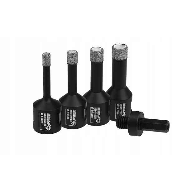 Sada diamantových korunek Dedra DED1592SZ01 4ks 6,8,10,12 mm, adaptér Hex