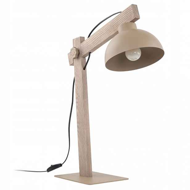 Stolní lampa Oslo sabia béžová 1xE27 stojací lampa noční stolní dřevo