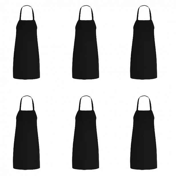 TEMU 6ks, Kuchyňská zástěra, Unisex zástěra, Černobílá jednobarevná domácí zástěra, Zástěra pro kuchaře, číšníky, BBQ, kadeřníky, Dospělá zástěra,