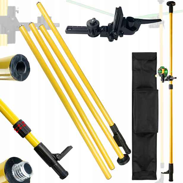 Tyč Pro Křížový Laser Stativ Pro Vodováhu 420 cm Otočný Držák