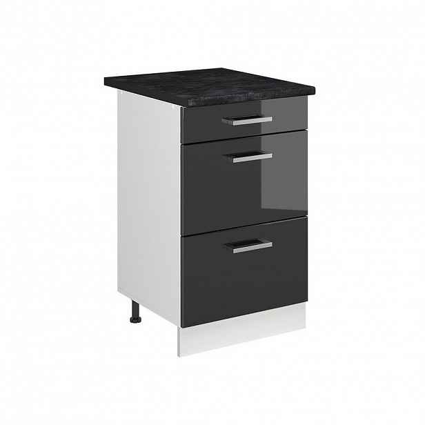 Vicco SPODNÍ SKŘÍŇKA KUCHYŇSKÉ LINKY R-Line, Antracitový vysoký lesk/Bílá, 50 cm pracovná doska antracitová