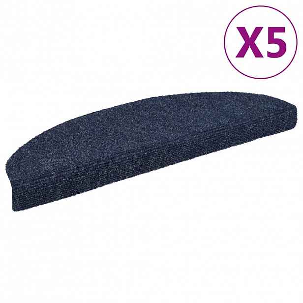 vidaXL Schodové rohože samolepicí 5 ks 65 x 21 x 4 cm modré, půlkulaté, velké